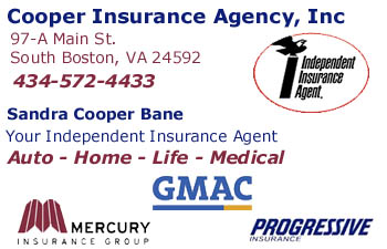 click to e-mail for quote - cooper insurance - south boston, va