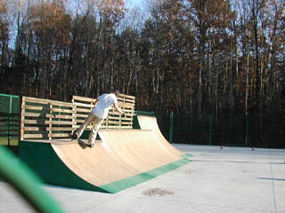Skater on the edge of an obstacle