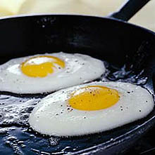 Fried eggs in a pan