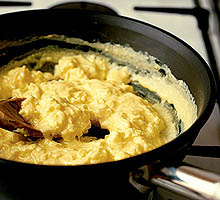 Scrambled eggs in a pan