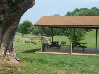 Picnic Shelter at Dehart Memorial Park Sign
